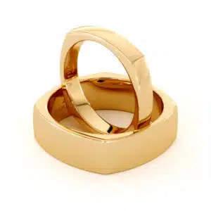 Classic Square Wedding Band Set His And Hers 14K Gold Wedding Set 3.6 / 6.6 mm