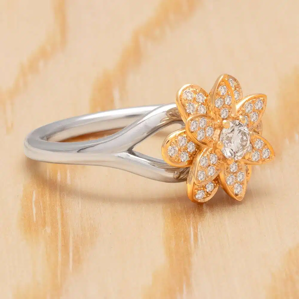 Unique Engagement Ring Unique Flower Ring 18K Gold Natural Diamonds Ring For Her Morning Dew Collection By Camellia Jewelry 5 Unique Engagement Ring Unique Flower Ring 18K Gold Natural Diamonds Ring For Her Morning Dew Collection By Camellia Jewelry