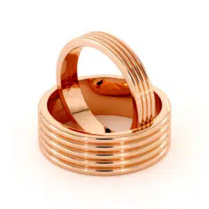 Unique Design His And Hers Matching Band Set 14K Gold Wedding Set 4 / 7.5 mm