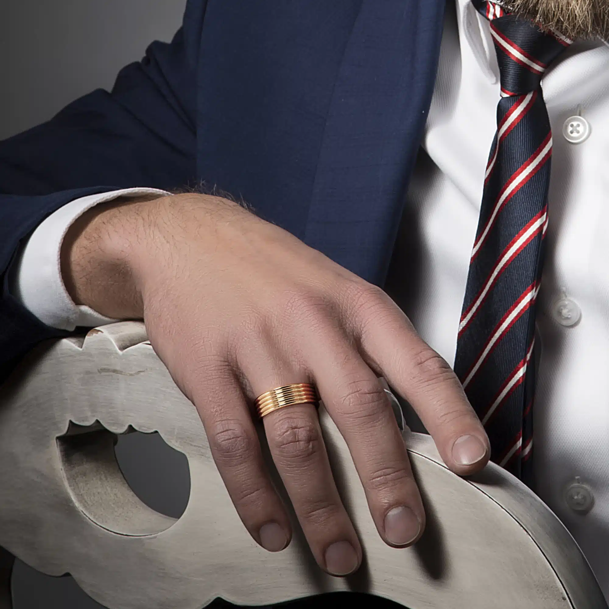 Unique 14k yellow gold men band (6)
