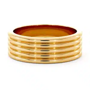Men's Wide Multi-Groove Gold Wedding Band