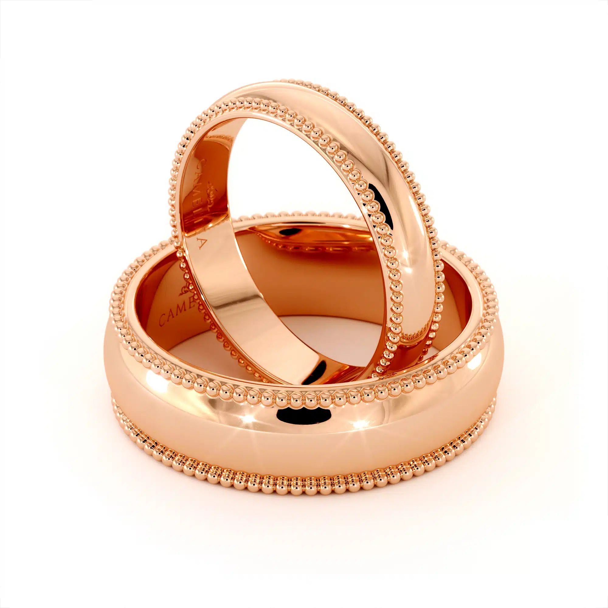 BI-0021A Unique Milgrain rose gold set bands (8)