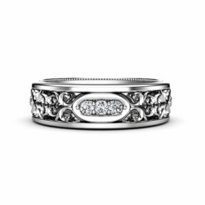Lab Diamonds Art Deco Inspired Mens Band Artistic Wedding Ring
