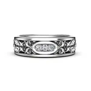 Lab Diamonds Art Deco Inspired Mens Band Artistic Wedding Ring