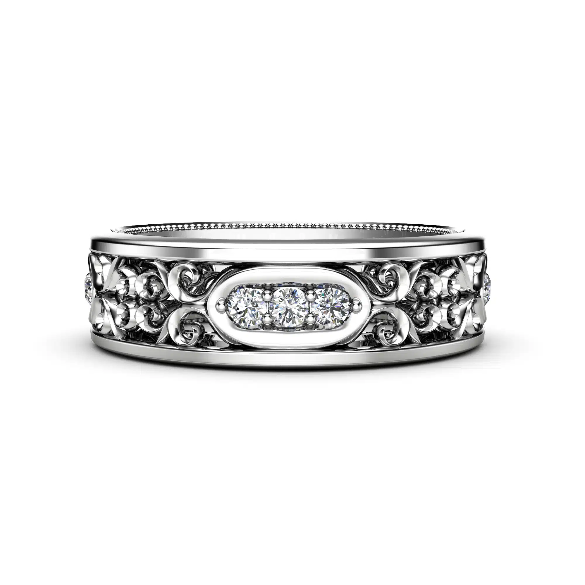 MB34 Unique White Gold diamond band