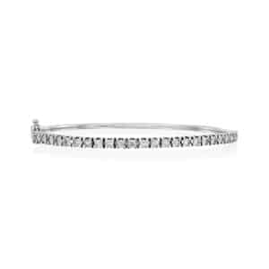 14k Gold Diamond Half Set Tennis Bangle Bracelet
