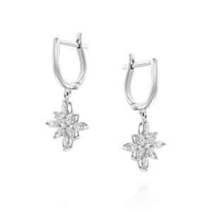 14k Gold Floral Diamond Drop Earrings Luxurious Fine Jewelry for Women