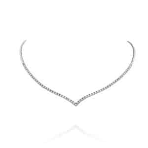 Elegant 14k Gold V-Shaped Diamond Necklace Fine Jewelry for Women