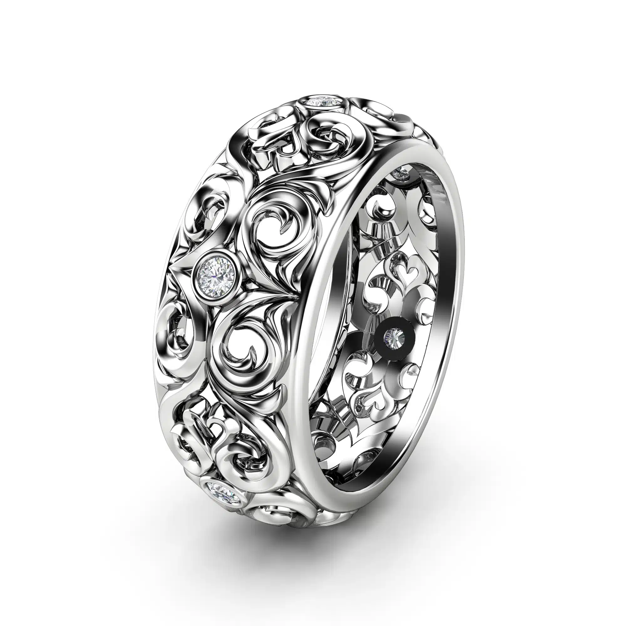 White Gold Elegant diamond band for men