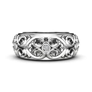 Lab Diamonds Unique Men's Band Elegant Design Filigree Ring Masculine with Natural