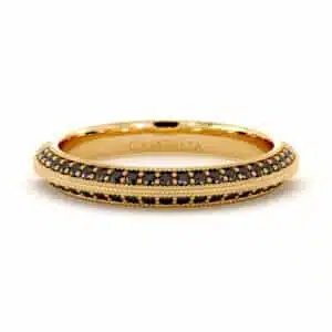 Black Diamond Pave Wedding Band with Milgrain Edges