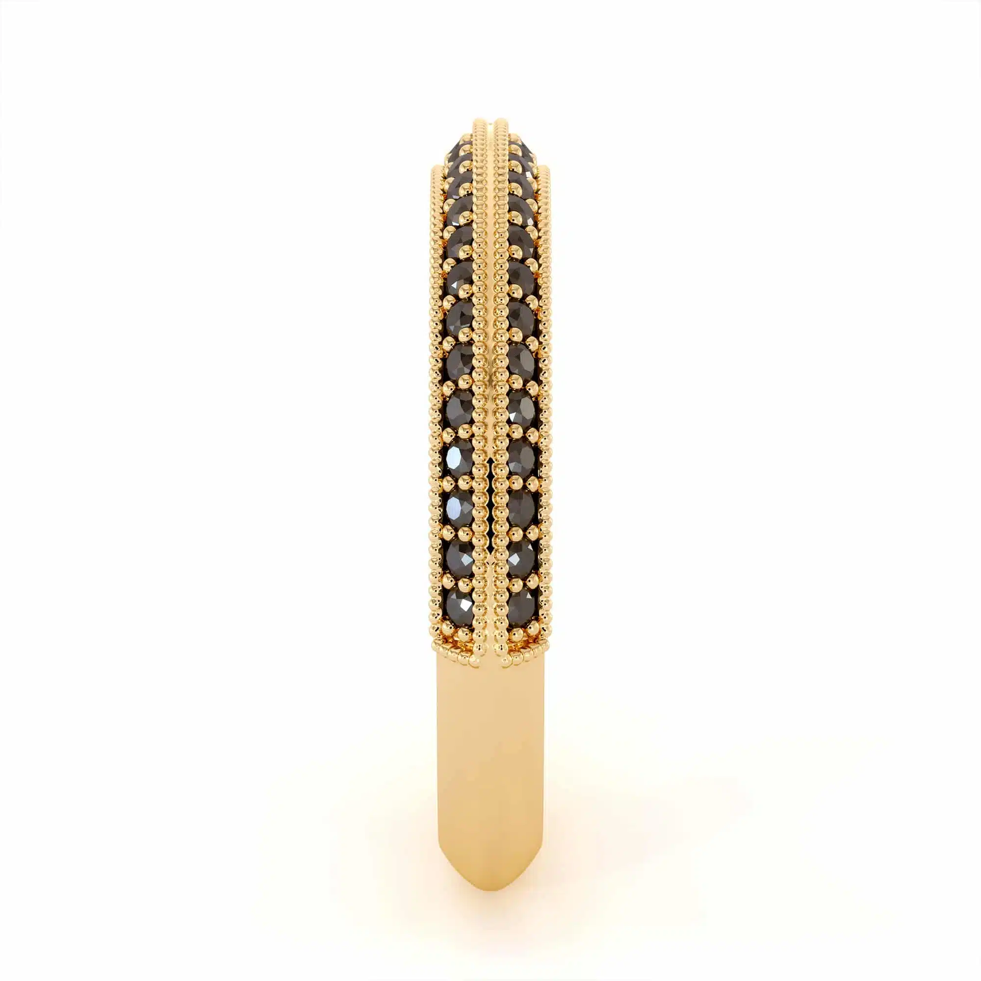 Woman band 14k yellow gold black diamond (9)