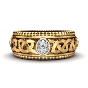 Oval Lab Grown Diamond Mens Ring with Unique Intricate Design