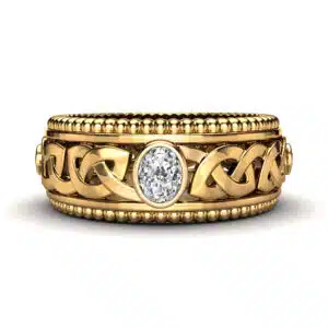 Oval Lab Grown Diamond Mens Ring with Unique Intricate Design