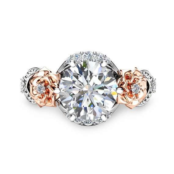 2ct Moissanite Engagement Ring 14K Two Tone Gold Engagement Ring Vintage Moissanite Ring 2 2ct Moissanite Engagement Ring 14K Two Tone Gold Engagement Ring Vintage Moissanite Ring