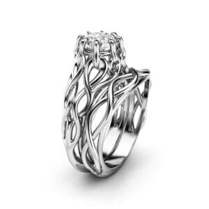 Special Offer - White Gold Braided Solitaire Matching Band