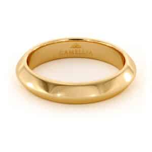 Classic Knife Edge Woman Wedding Band 14K Yellow Gold Band 4mm