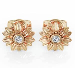 Sunflower Lab Diamond Earrings Nature-Inspired Bloom Anniversary Gift