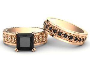 Black Diamond Engagement Ring Matching Band