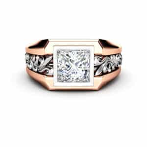 14K Gold Filigree Bezel Diamond Ring with Intricate Design