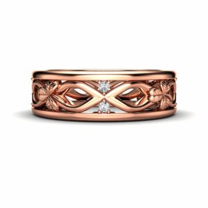 Floral Vine Diamond Men's Nature-Inspired Matching Band