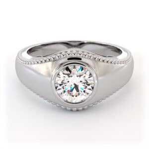 Gold Lab Diamond Men’s Ring with Milgrain Design