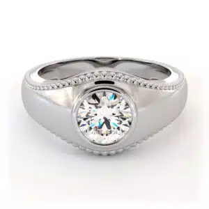 Gold Lab Diamond Men’s Ring with Milgrain Design