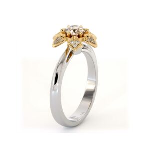 Exquisite Floral Cluster Lab Diamond Ring with Pave Petal Accents