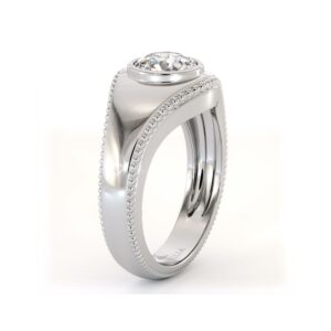 Gold Lab Diamond Men’s Ring with Milgrain Design
