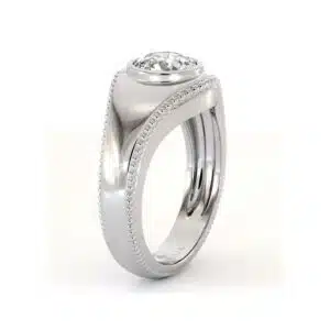 Gold Lab Diamond Men’s Ring with Milgrain Design