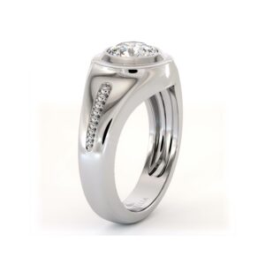 Modern Gold Men’s Ring with Lab Diamond