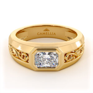 Men’s Lab Diamond Ring with Radiant Artistic Filigree Design