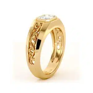 Men’s Lab Diamond Ring with Radiant Artistic Filigree Design