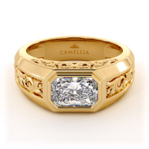 Men’s Lab Diamond Ring with Radiant Regal Filigree Design