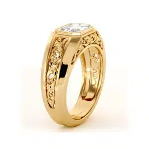 Men’s Lab Diamond Ring with Radiant Regal Filigree Design