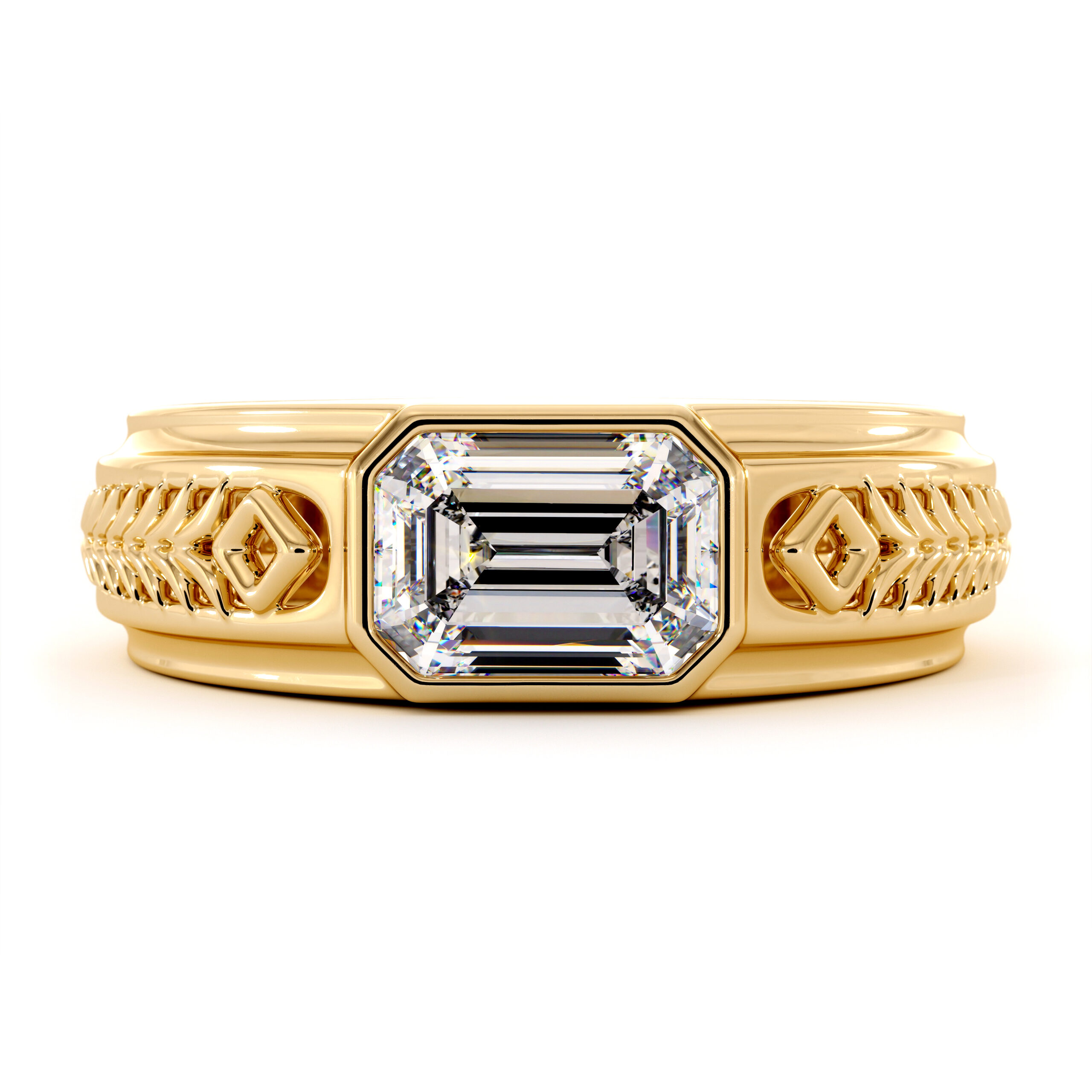 ME-0006E yellow gold men emerald ring (3)