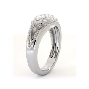 Men’s Lab Diamond Ring with Oval Milgrain Art Design