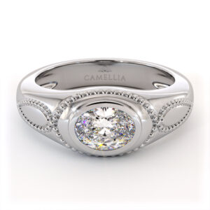 Men’s Lab Diamond Ring with Oval Milgrain Art Design