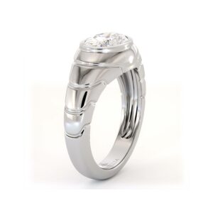 Men’s Lab Diamond Ring with Oval Bezel Design