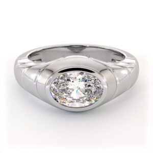 Men’s Lab Diamond Ring with Oval Bezel Design