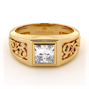 Men’s Lab Diamond Ring with Filigree Design