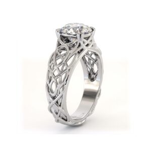Infinity Weave Solitaire Ring With Round Lab Diamond