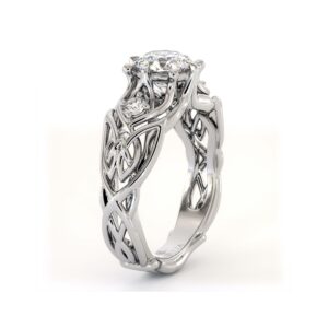 Celtic Knot Diamond Ring With Round Lab Diamond And Side Accents