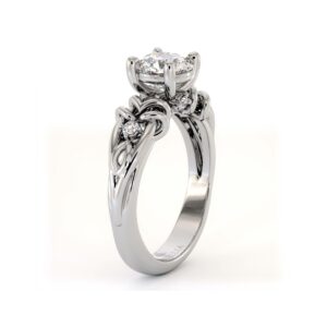 Scroll Twist Solitaire Ring With Lab-Grown Diamond And Sculpted Design