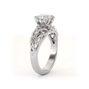 Infinity Filigree Diamond Ring With Lab-Grown Center Stone And Openwork Design