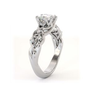 Braided Princess Diamond Ring With Lab-Grown Center Stone And Twisted Side Accents