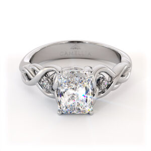 Infinity Vine Diamond Ring With Radiant Lab-Grown Center And Twisted Detail