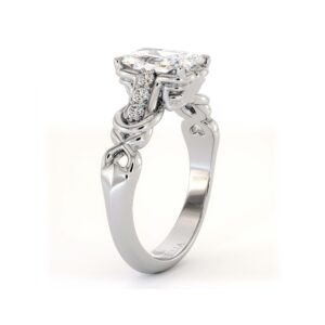 Woven Diamond Accent Ring With Radiant Lab Center And Sculpted Gold Detailing