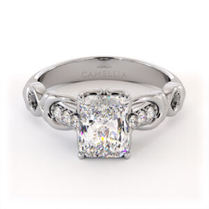 Woven Diamond Accent Ring With Radiant Lab Center And Sculpted Gold Detailing