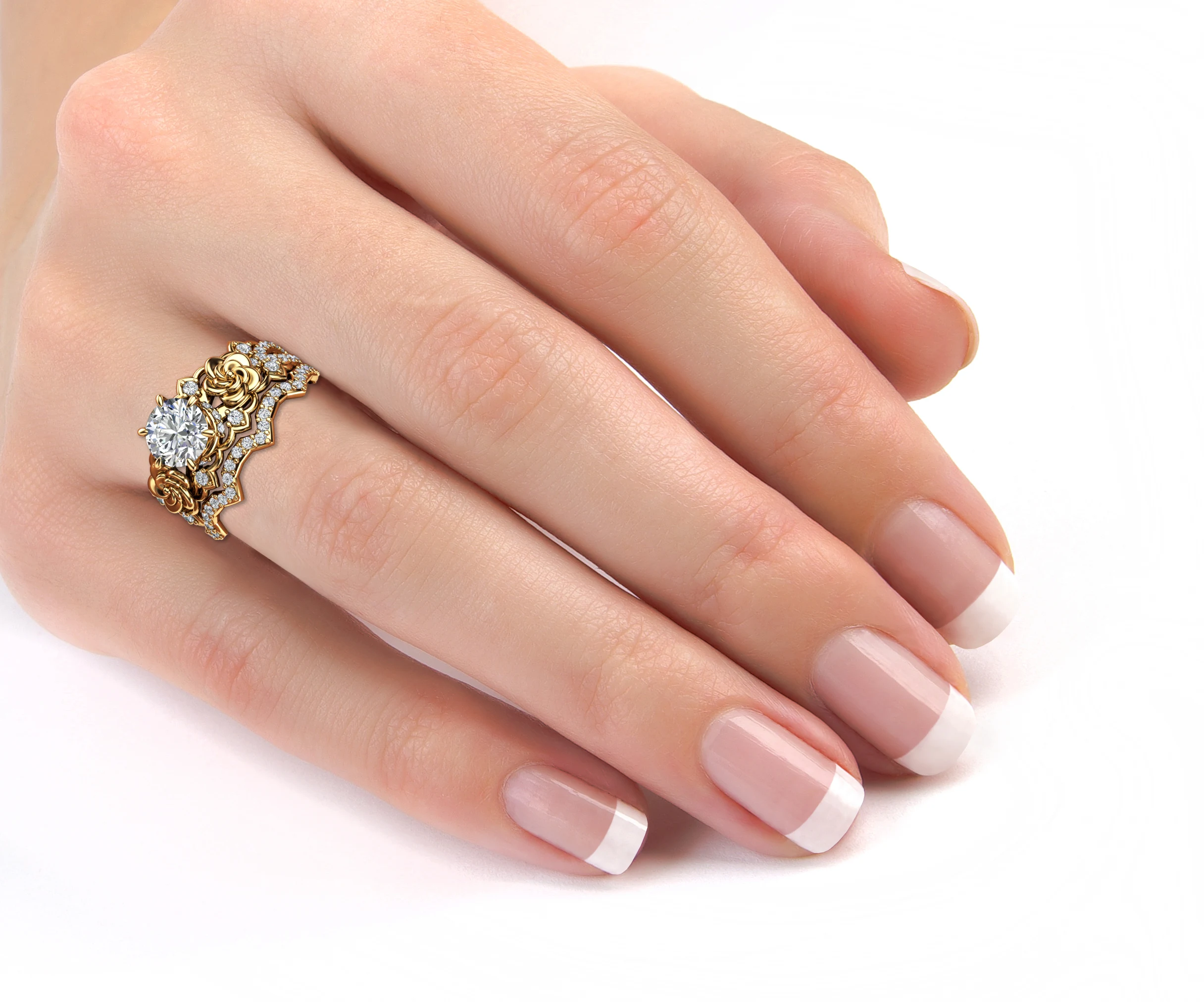 CD-0040-LG Yellow Gold White diamond
